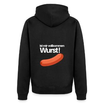 ist mir wurst - Unisex Premium Bio Zip Hoodie - Schwarz - Hinten - Nico (187cm)