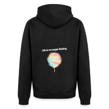 Life is no sugar - Unisex Premium Organic Zip Hoodie - black - Back - Nico (187cm)