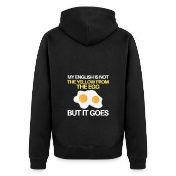 mon anglais n’est pas le jaune de l’œuf - Veste à capuche bio Premium Unisexe - noir - Dos - Nico (187cm)