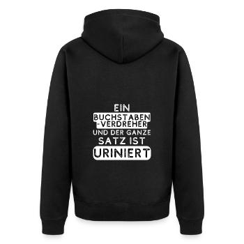 Buchstabenverdreher - Unisex Premium Bio Zip Hoodie - Schwarz - Hinten - Nico (187cm)