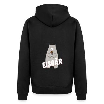 Eisbär, Ich bin ein Eisbär! - Unisex Premium Bio Zip Hoodie - Schwarz - Hinten - Nico (187cm)