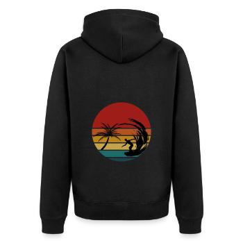 Surfing Palm - Unisex Premium Organic Zip Hoodie - black - Back - Nico (187cm)