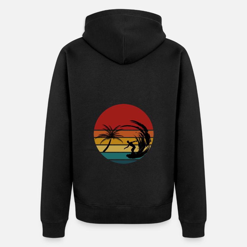 Palmier à surfer - Veste à capuche bio Premium Unisexe - noir