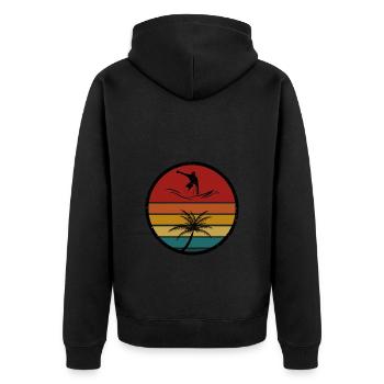 Surfers and palm trees - Unisex Premium Organic Zip Hoodie - black - Back - Nico (187cm)