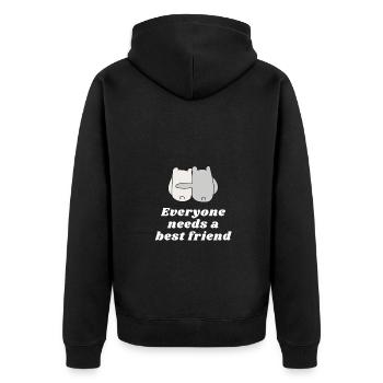 Everyone needs a best friend - Unisex Premium Bio Zip Hoodie - Schwarz - Hinten - Nico (187cm)