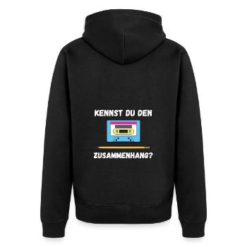 Stift Kassette - Unisex Premium Bio Zip Hoodie - Schwarz - Hinten - Nico (187cm)