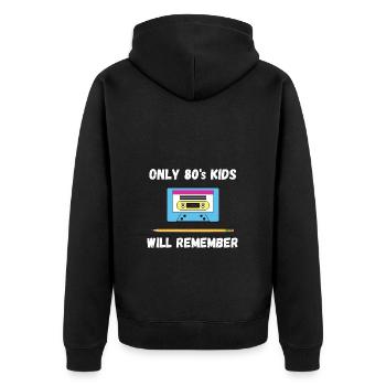 Stift Kassette - Unisex Premium Bio Zip Hoodie - Schwarz - Hinten - Nico (187cm)