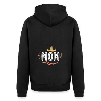 Mom with a Sombrero - Unisex Premium Bio Zip Hoodie - Schwarz - Hinten - Nico (187cm)