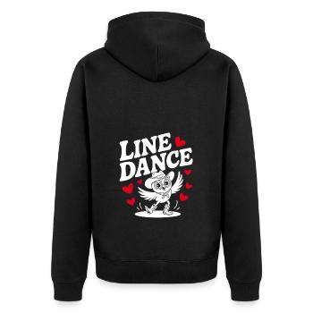 Line Dance Eule lustige Eule mit Stetson und Boots - Unisex Premium Bio Zip Hoodie - Schwarz - Hinten - Nico (187cm)