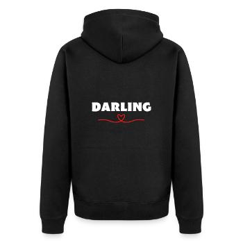 Darling Be Me Valentine - Unisex Premium Bio Zip Hoodie - Schwarz - Hinten - Nico (187cm)