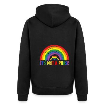 LGBTQIA+ Rainbow Flag Gay Pride It's Not A Phase - Unisex Premium Bio Zip Hoodie - Schwarz - Hinten - Nico (187cm)