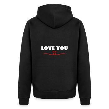 Love you Heart Be Me Valentine - Unisex Premium Organic Zip Hoodie - black - Back - Nico (187cm)