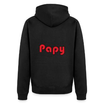 PAPY. FÊTE DES PÈRES. BONNE FÊTE PAPY. JE T'AIME. - Veste à capuche bio Premium Unisexe - noir - Dos - Nico (187cm)