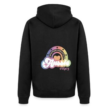 Aussie vibes - Unisex Premium Bio Zip Hoodie - Schwarz - Hinten - Nico (187cm)