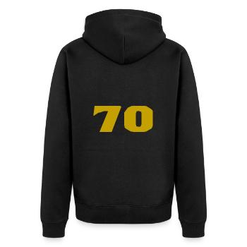 70. 70 ANS. 70e ANNIVERSAIRE. ANNIVERSAIRE 70 ANS. - Veste à capuche bio Premium Unisexe - noir - Dos - Nico (187cm)
