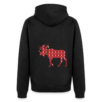 Weihnachten Elch ugly Sweater - Unisex Premium Bio Zip Hoodie - Schwarz - Hinten - Nico (187cm)