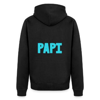 PAPY. FÊTE DES PÈRES. BONNE FÊTE PAPY. JE T'AIME. - Veste à capuche bio Premium Unisexe - noir - Dos - Nico (187cm)