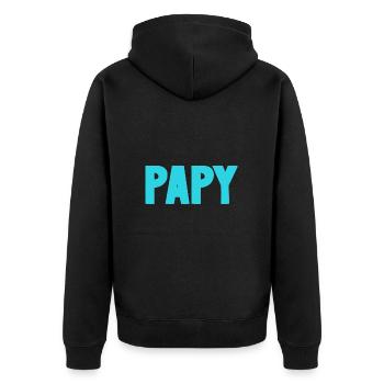PAPY. FÊTE DES PÈRES. BONNE FÊTE PAPY. JE T'AIME. - Veste à capuche bio Premium Unisexe - noir - Dos - Nico (187cm)