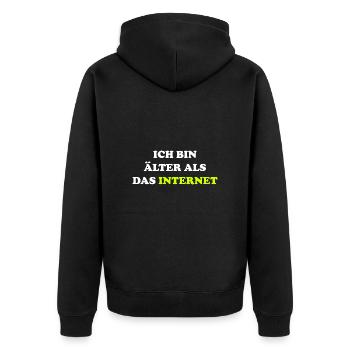 Ich bin älter als das Internet lustiger Spruch - Unisex Premium Bio Zip Hoodie - Schwarz - Hinten - Nico (187cm)