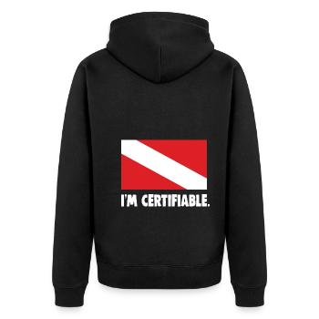 I'm certifiable - Unisex Premium Organic Zip Hoodie - black - Back - Nico (187cm)