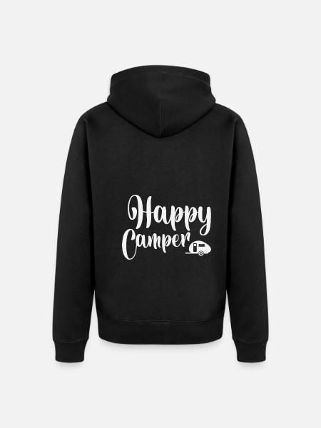Happy Camper - Unisex Premium Bio Zip Hoodie - Schwarz