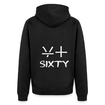 Sixty - japanisches Geburtstagsshirt - Unisex Premium Bio Zip Hoodie - Schwarz - Hinten - Nico (187cm)