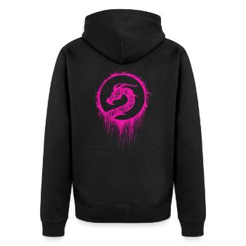 Drache Wikinger - Unisex Premium Bio Zip Hoodie - Schwarz - Hinten - Nico (187cm)