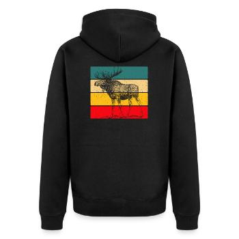 Elch - Unisex Premium Bio Zip Hoodie - Schwarz - Hinten - Nico (187cm)