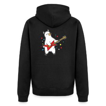 Alpaka Star - Unisex Premium Bio Zip Hoodie - Schwarz - Hinten - Nico (187cm)