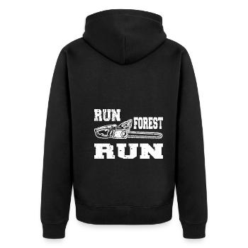 RUN FOREST RUN - Unisex Premium Bio Zip Hoodie - Schwarz - Hinten - Nico (187cm)