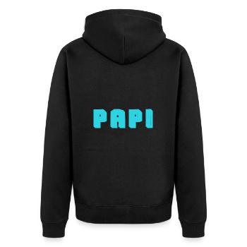 PAPY. FÊTE DES PÈRES. BONNE FÊTE PAPY. JE T'AIME. - Veste à capuche bio Premium Unisexe - noir - Dos - Nico (187cm)