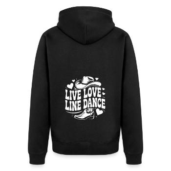 Live Love Line Dance Linedance Spass am Tanzen - Unisex Premium Bio Zip Hoodie - Schwarz - Hinten - Nico (187cm)