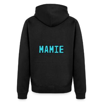 OMA. MUTTERTAG. ALLES GUTE ZUM OMA-TAG. ICH LIEBE DICH - Unisex Premium Bio Zip Hoodie - Schwarz - Hinten - Nico (187cm)