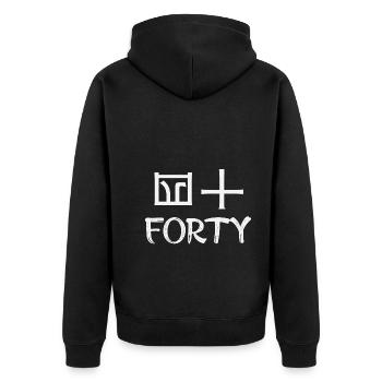 FORTY - japanisches Geburtstagsshirt - Unisex Premium Bio Zip Hoodie - Schwarz - Hinten - Nico (187cm)