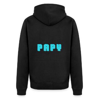 PAPY. FÊTE DES PÈRES. BONNE FÊTE PAPY. JE T'AIME. - Veste à capuche bio Premium Unisexe - noir - Dos - Nico (187cm)