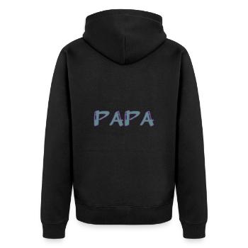 RUHESTAND. GLÜCKLICHER RUHESTAND. GLÜCKLICHER RÜCKZUG - Unisex Premium Bio Zip Hoodie - Schwarz - Hinten - Nico (187cm)