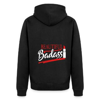 Beautiful Badass - Unisex Premium Bio Zip Hoodie - Schwarz - Hinten - Nico (187cm)