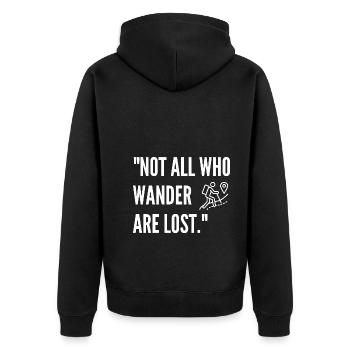 Lustige Sprüche Wandern Witzige Geschenke - Unisex Premium Bio Zip Hoodie - Schwarz - Hinten - Nico (187cm)