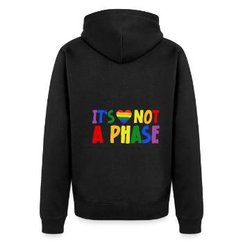 LGBTQIA+ Rainbow Flag Gay Pride It's Not A Phase - Unisex Premium Bio Zip Hoodie - Schwarz - Hinten - Nico (187cm)