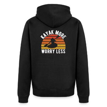 Kayak - Unisex Premium Bio Zip Hoodie - Schwarz - Hinten - Nico (187cm)