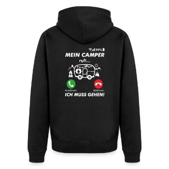 Camping Camper Campen anrufen - Unisex Premium Bio Zip Hoodie - Schwarz - Hinten - Nico (187cm)