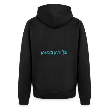 MASTER. THANK YOU. THANK YOU, MASTER. MASTER. MASTER GIFT - Unisex Premium Organic Zip Hoodie - black - Back - Nico (187cm)