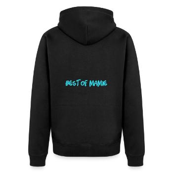 OMA. MUTTERTAG. ALLES GUTE ZUM OMA-TAG. ICH LIEBE DICH - Unisex Premium Bio Zip Hoodie - Schwarz - Hinten - Nico (187cm)