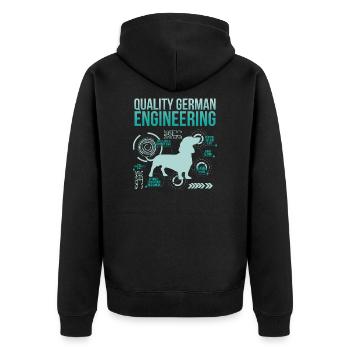 Lustiger Wiener-Hund Witz Sarkastischer Dackel - Unisex Premium Bio Zip Hoodie - Schwarz - Hinten - Nico (187cm)