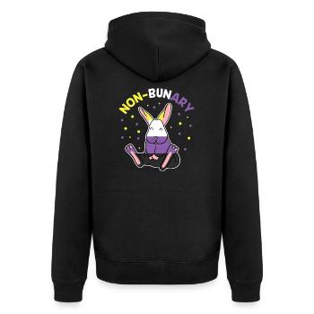 Nicht-Bunary Non Binary Genderqueer Pride Flagge - Unisex Premium Bio Zip Hoodie - Schwarz - Hinten - Nico (187cm)