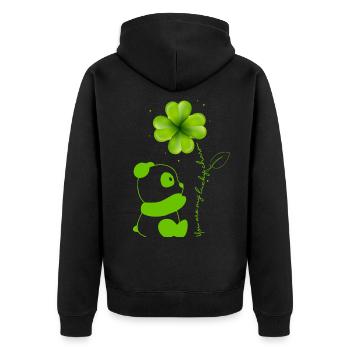 You Are My Lucky Charm Panda Shamrock - Unisex Premium Organic Zip Hoodie - black - Back - Nico (187cm)