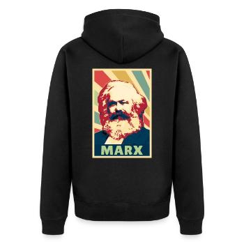 Karl Marx Vintage Colores - Veste à capuche bio Premium Unisexe - noir - Dos - Nico (187cm)