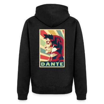 Dante Vintage Farben - Unisex Premium Bio Zip Hoodie - Schwarz - Hinten - Nico (187cm)