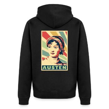Jane Austen Colores vintage - Veste à capuche bio Premium Unisexe - noir - Dos - Nico (187cm)