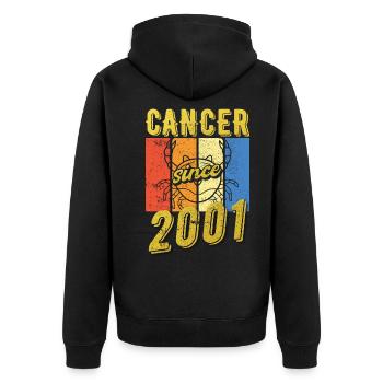 Cancer 2001 Sternzeichen Geburtstag - Unisex Premium Bio Zip Hoodie - Schwarz - Hinten - Nico (187cm)